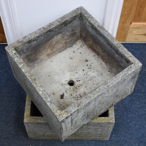 324 - 2 Concrete Square Planters / Pots. 34cm x 34cm.