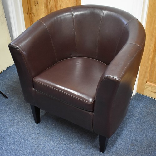 325 - A Faux Leather Brown Tub Chair