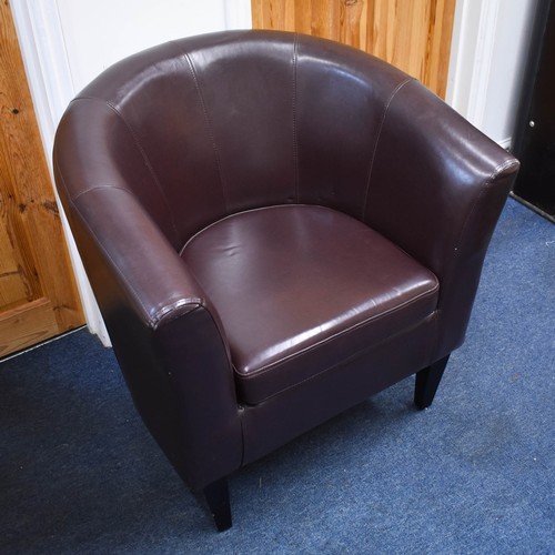 325 - A Faux Leather Brown Tub Chair