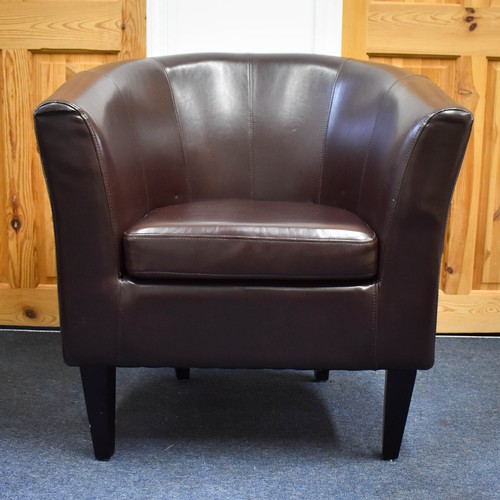 325 - A Faux Leather Brown Tub Chair