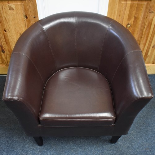 325 - A Faux Leather Brown Tub Chair