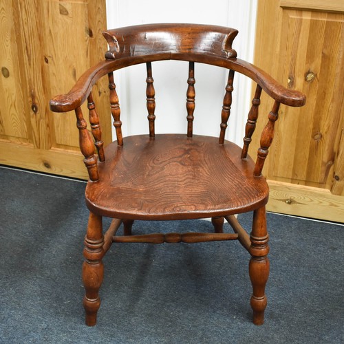 329 - An Aged Antique Wooden Captain's Chair