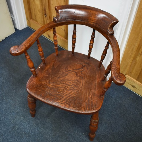 329 - An Aged Antique Wooden Captain's Chair