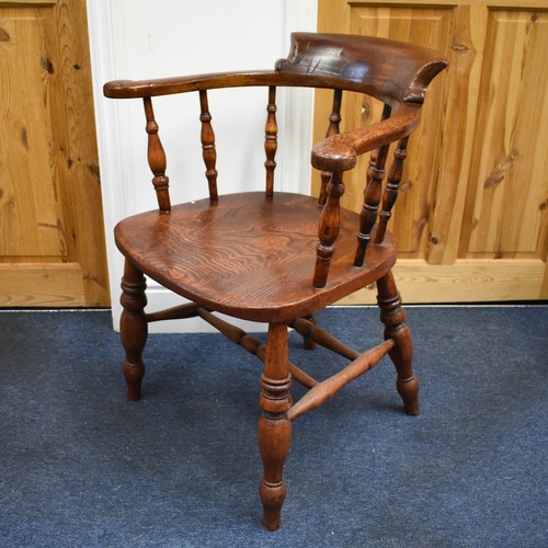 329 - An Aged Antique Wooden Captain's Chair