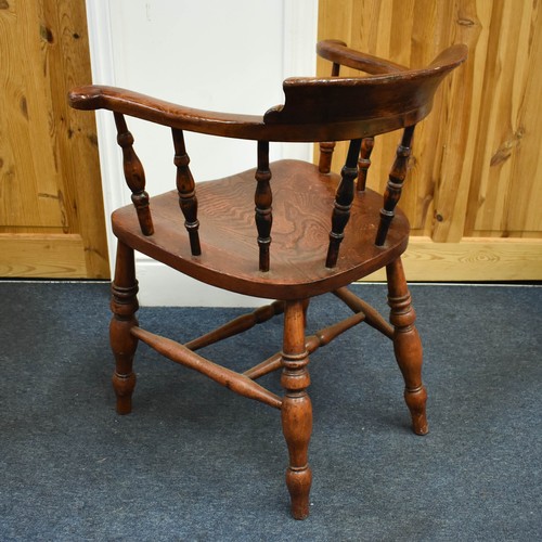 329 - An Aged Antique Wooden Captain's Chair