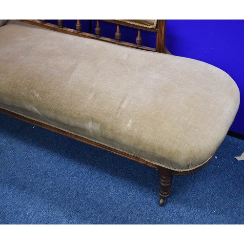 336 - A Vintage Chaise Lounge Covered In A Velvet Like Fabric