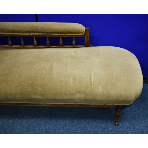 336 - A Vintage Chaise Lounge Covered In A Velvet Like Fabric