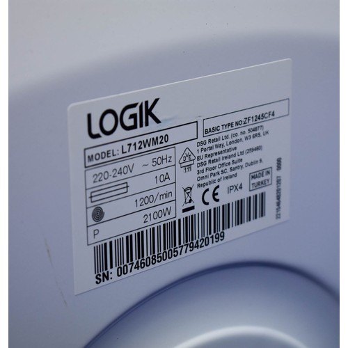 338 - A Logik Washing Machine/ 60cm Wide x 50cm Deep x 83cm High. (Untested so sold as seen, however, simi... 