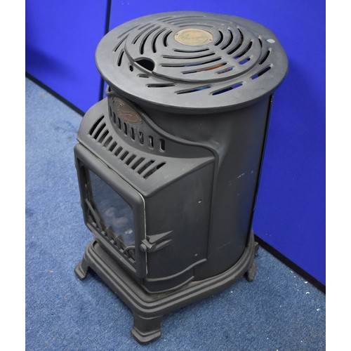 339 - A Freestanding Gas Heater Designed In An Antique Coal Store Look. On Wheels. 80cm High x 55cm Deep x... 