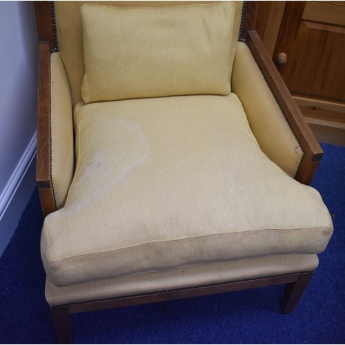 345 - A Cream Quality Fabric Upholstered Very Comfortable and Wide Seat Wooden Chair