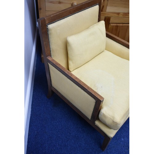 345 - A Cream Quality Fabric Upholstered Very Comfortable and Wide Seat Wooden Chair