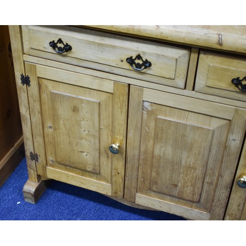 350 - An Aged Pine Sideboard. (A/F). 128cm x 50cm x 90cm.