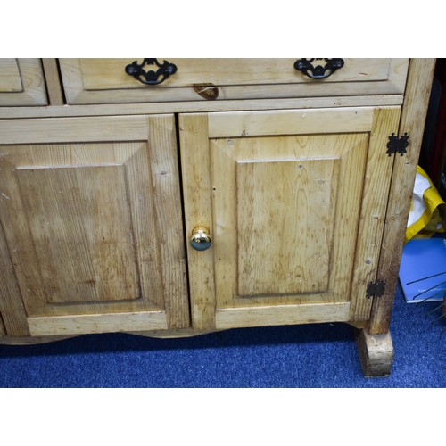 350 - An Aged Pine Sideboard. (A/F). 128cm x 50cm x 90cm.