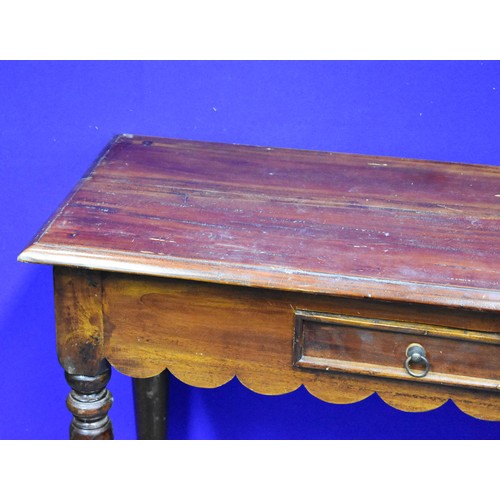 374 - An Aged Hall Console Table With Drawer. 100cm x 45cm x 75cm.