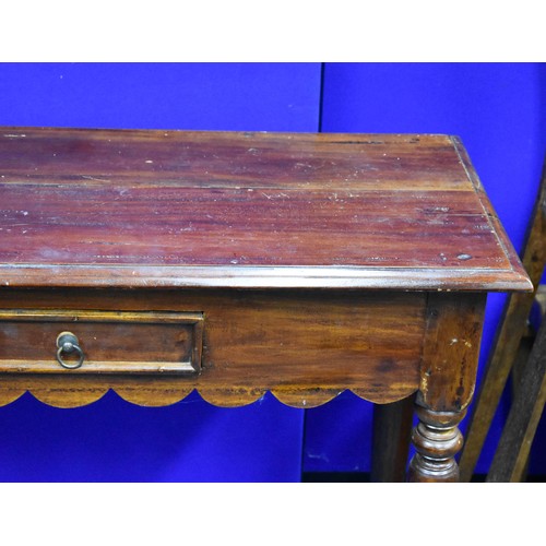 374 - An Aged Hall Console Table With Drawer. 100cm x 45cm x 75cm.