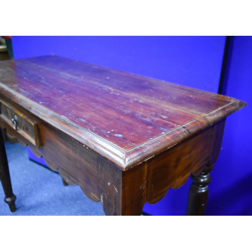 374 - An Aged Hall Console Table With Drawer. 100cm x 45cm x 75cm.