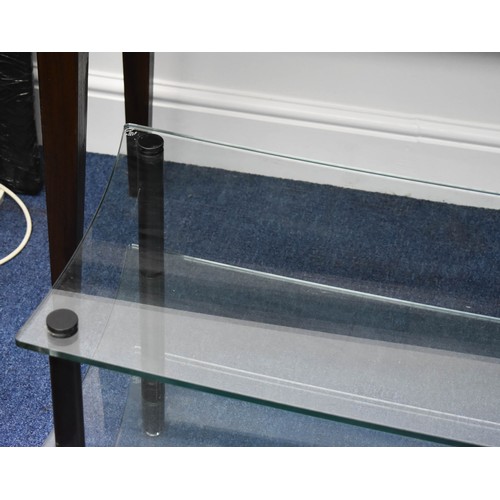 379 - A 3 Shelf Glass TV Stand. 40cm x 100cm x 50cm.