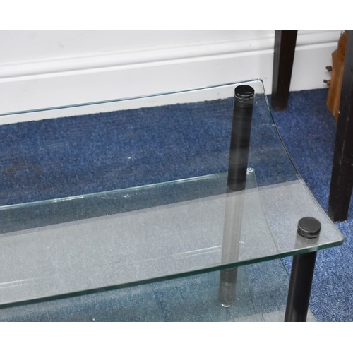 379 - A 3 Shelf Glass TV Stand. 40cm x 100cm x 50cm.