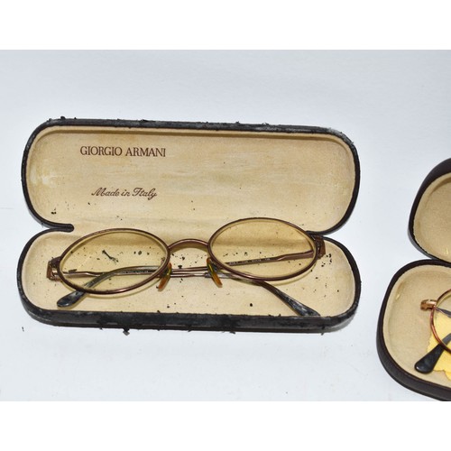 386 - 2 Boxed Giorgio Armani Glasses + Antique Spectacles