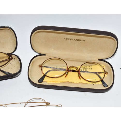 386 - 2 Boxed Giorgio Armani Glasses + Antique Spectacles