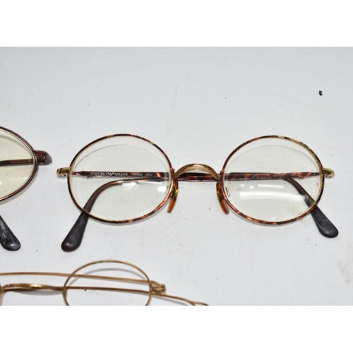 386 - 2 Boxed Giorgio Armani Glasses + Antique Spectacles