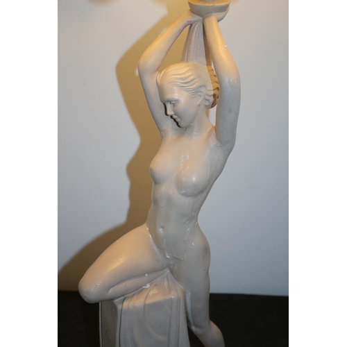 222 - Naked Lady Plaster Lamp with Shell Shade 76cm Working