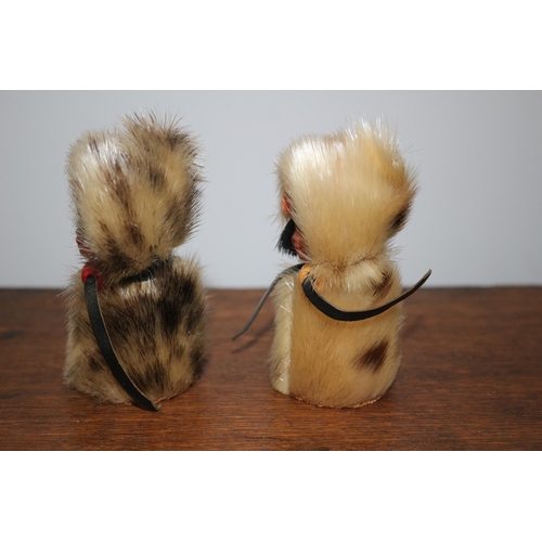 226 - Pair of Real Fur Covered Inuit / Native American Eskimos