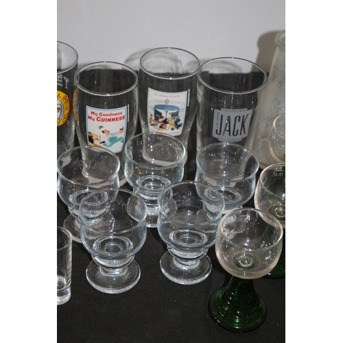 416 - A Selection of Glasses Including Green Base and Purple Vase, Guinness Advertising Glass