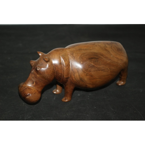 432 - A Tactile Heavy Solid Wood Hippopotamus