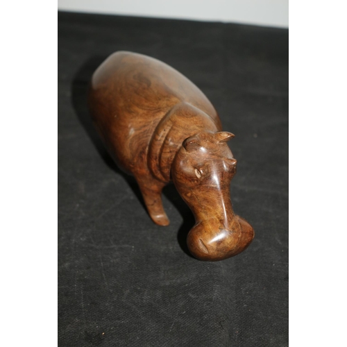 432 - A Tactile Heavy Solid Wood Hippopotamus