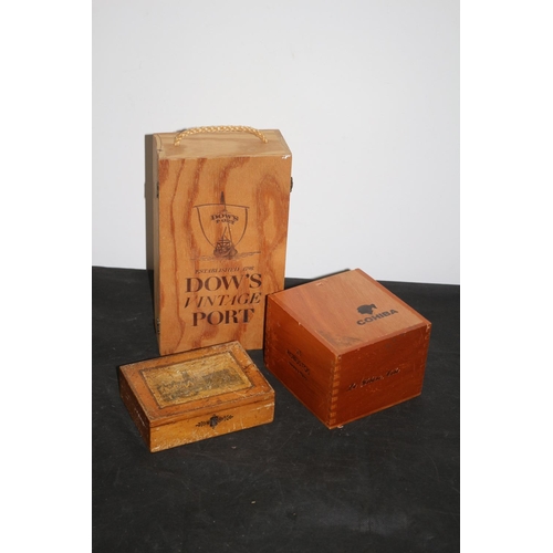 436 - 3 Wooden Boxes Including Cigar's, Port and Cathedral Decorated