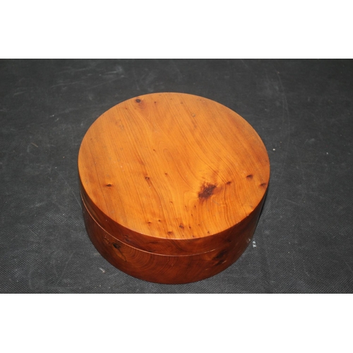 437 - Believed to be Walnut Circular Trinket Box 16cm diameter