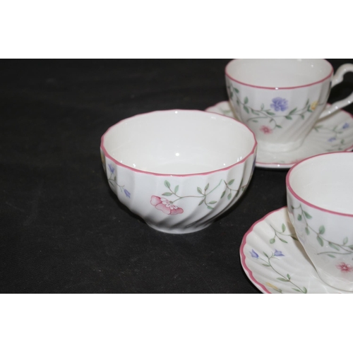 143 - 6 Cups and Saucers plus one Bowl Summer Chintz Johnson Bro