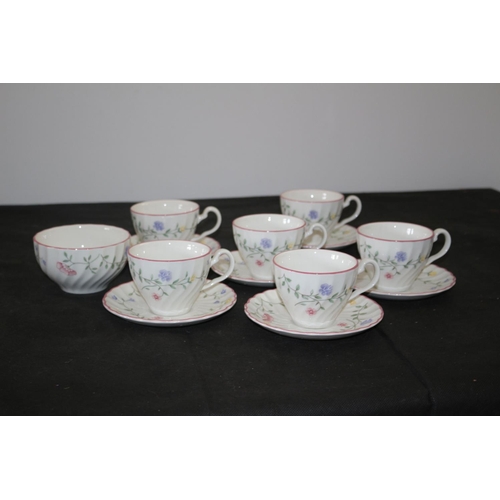 143 - 6 Cups and Saucers plus one Bowl Summer Chintz Johnson Bro