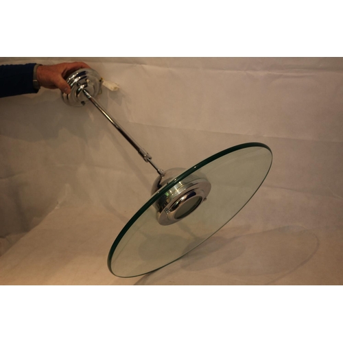 705 - Heavy chrome and Slightly smoked concave Glass Shaded Ceiling light. un tested