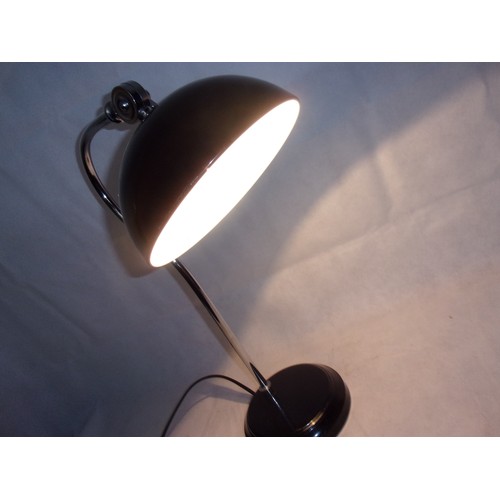 707 - Chrome Armed With Adjustable Black Metal Bowl Desk/Table Lamp . Working