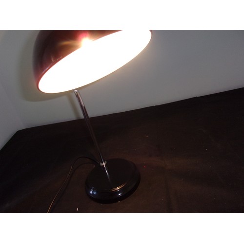 707 - Chrome Armed With Adjustable Black Metal Bowl Desk/Table Lamp . Working