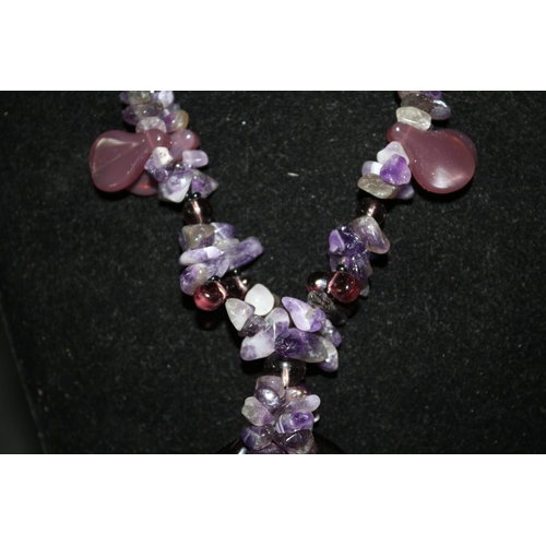 710 - Amethyst And Rose Quartz Neckless