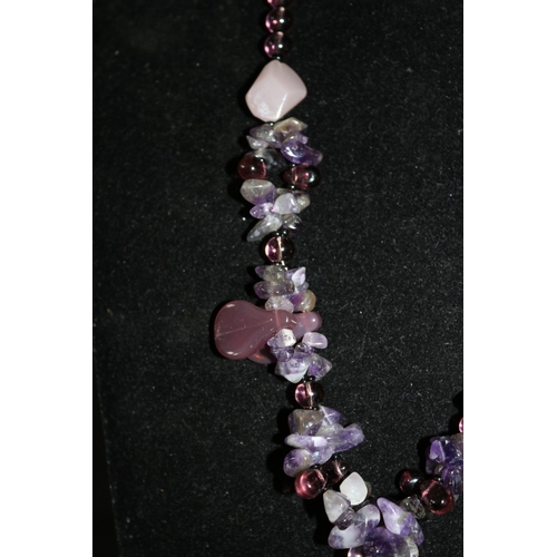 710 - Amethyst And Rose Quartz Neckless