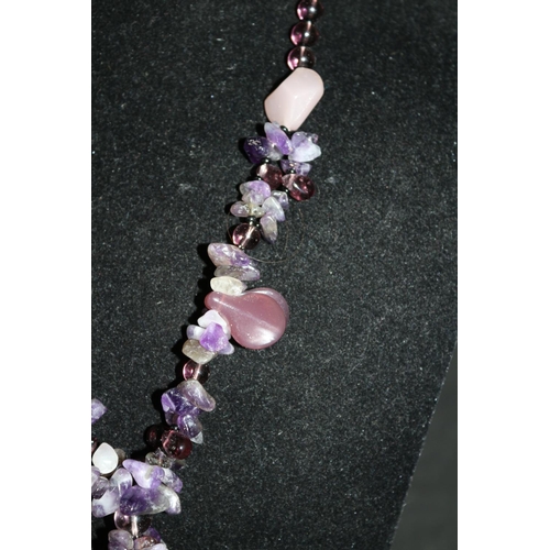 710 - Amethyst And Rose Quartz Neckless