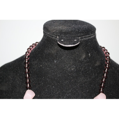 710 - Amethyst And Rose Quartz Neckless