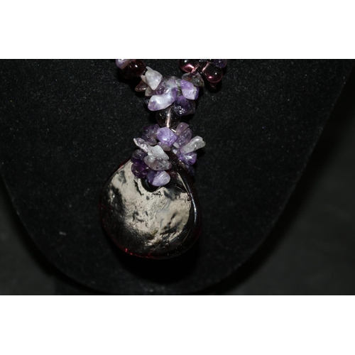 710 - Amethyst And Rose Quartz Neckless