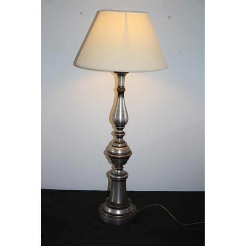 711 - Tall Working Metal Effect Table Lamp With Shade