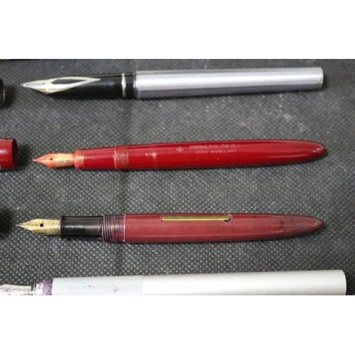 23 - A Collection of Fountain Pens and A Propelling Pencil Lot Includes Sheaffer propelling Pencil in Sle... 