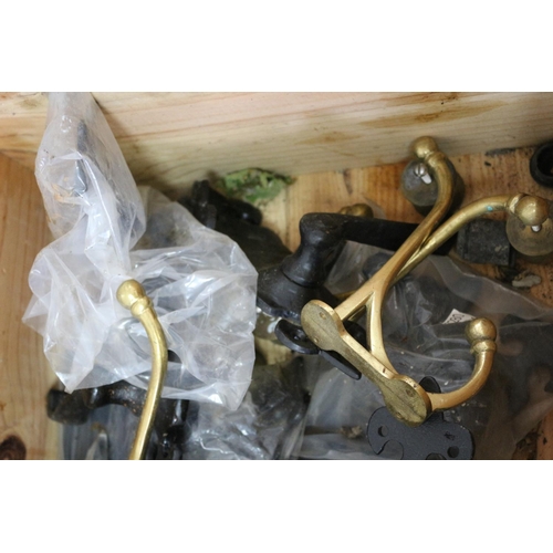 40 - A Box of Mainly New Latches, Hooks, Handles and a Brass Letter box