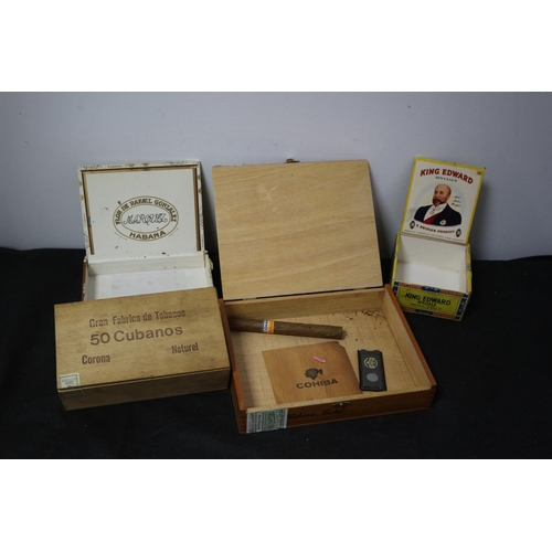 45 - A nice Selection of 4 Cigar Boxes including 1 Cigar and 1 Cigar Cutter