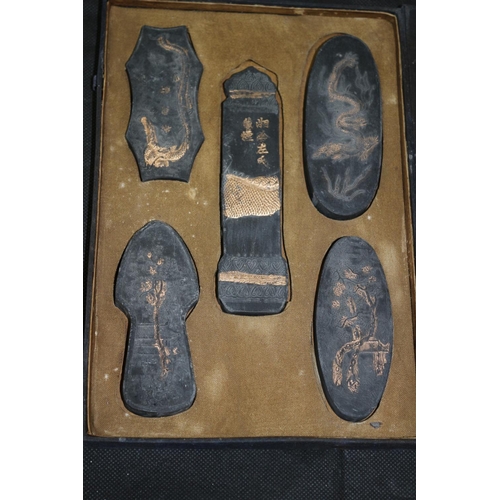 46 - Believed to be Japanese Calligraphy Tools in Presentation Case