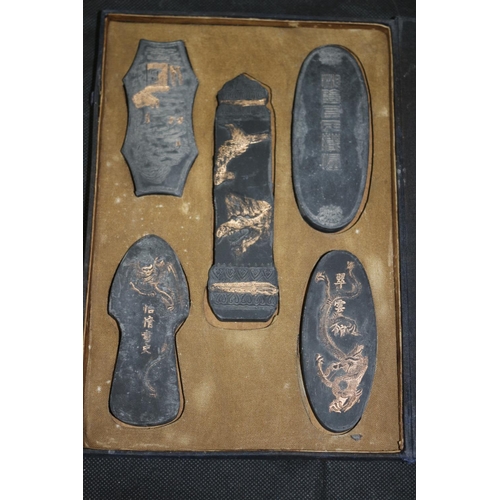 46 - Believed to be Japanese Calligraphy Tools in Presentation Case