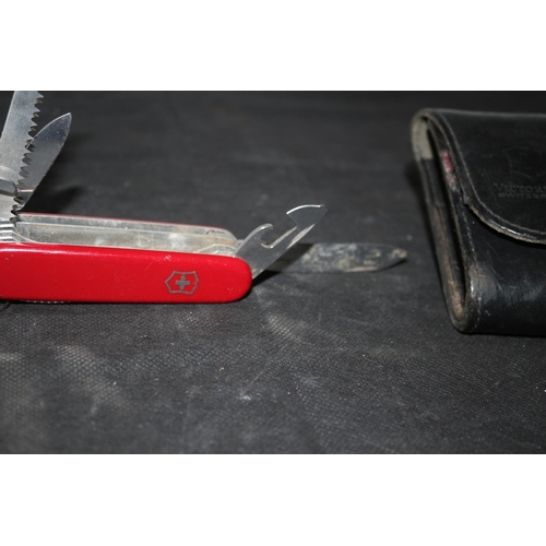 225 - Swiss Army Knife with 8 Tools and Leather Pouch