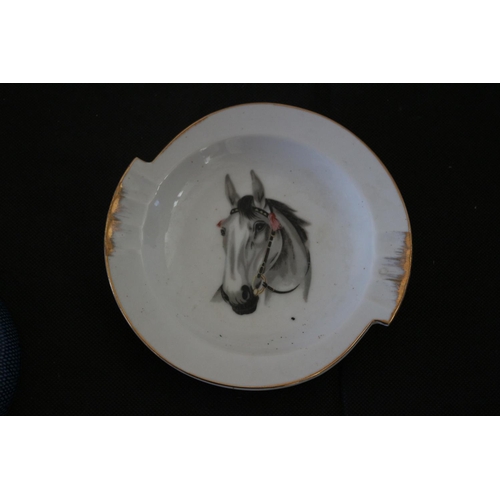 229 - Japanese Flatfish Bowl and a Japanese Dish with a Picture of a Horse